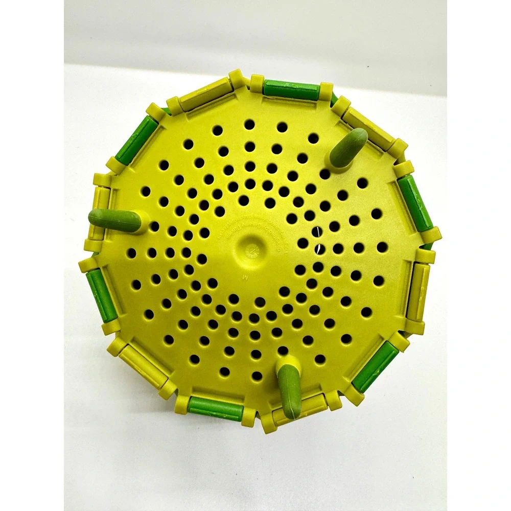 Joseph Joseph Lotus Steamer Basket Green Yellow Silicone Folding Expandable 10.5